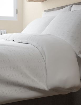 M&S Unisex Pure Cotton Striped Seersucker Bedding Set