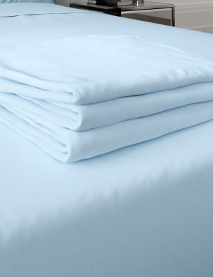 M&S Comfortably Cool Lyocell Rich Flat Sheet - 6FT - Powder Blue, Powder Blue,White,Cream,Light Mauv