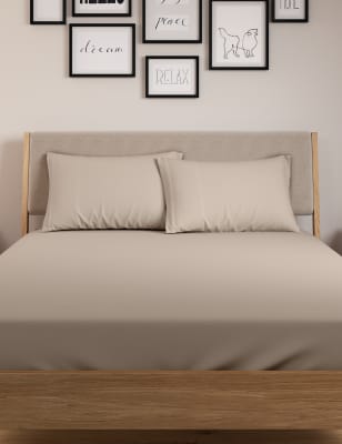 

Tief geschnittenes Spannbettlaken und Kopfkissenbezug mit hohem Baumwollanteil - Medium Beige, Medium Beige