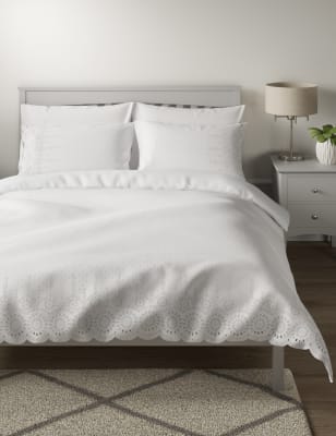 

M&S Collection Ropa de cama con bordado inglés 100% algodón - White, White