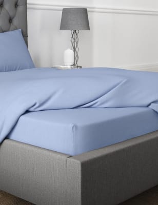 

Cotton Rich Percale Deep Fitted Sheet - Blue Denim, Blue Denim