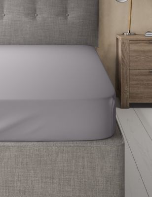 Cotton Rich Percale Fitted Sheet - Silver Grey, Silver Grey