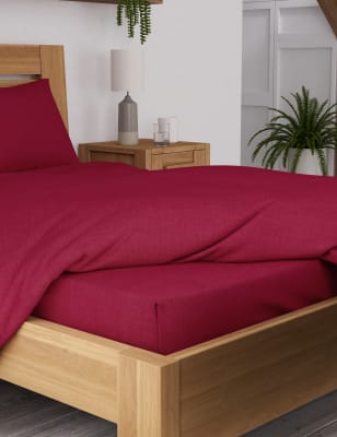 

M&S Collection Cotton Rich Percale Fitted Sheet - Cranberry, Cranberry