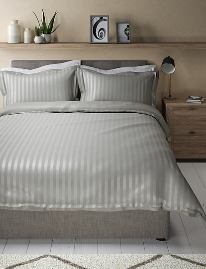 Autograph Pure Cotton Double Cuff Bedding Set - 5Ft - Silver Grey, Silver Grey