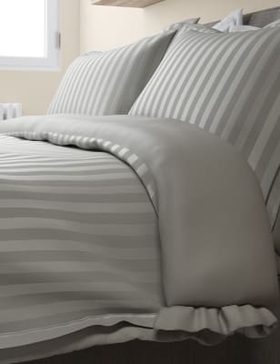 Autograph Pure Cotton Double Cuff Bedding Set - 6FT - Silver Grey, Silver Grey