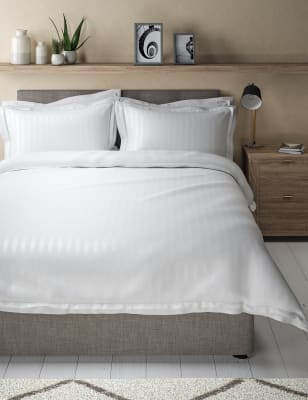 Autograph Pure Cotton Double Cuff Bedding Set - DBL - White, White,Silver Grey