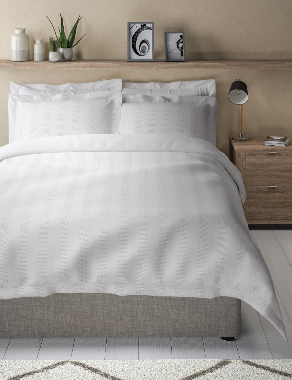 Pure Cotton Striped Waffle Bedding Set image 1