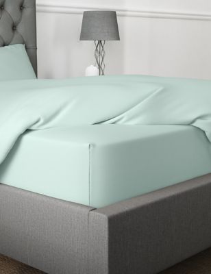 M&S Egyptian Cotton 400 Thread Count Extra Deep Fitted Sheet - 6FT - Duck Egg, Duck Egg,Pearl Grey,D