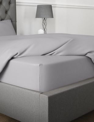 M&S Egyptian Cotton 400 Thread Count Extra Deep Fitted Sheet - 6FT - Ash Grey, Ash Grey,Dusted Mauve