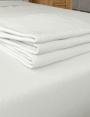 M&S Bamboo Cotton Blend Sateen Flat Sheet - DBL - Grey, Grey,White,Mid Grey,Mid Blue,Soft Pink,Chamb