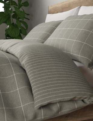Checked Brushed Cotton Bedding Set Patterned Sets Marks And