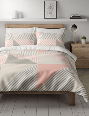 Parure de lit en coton mélangé à motif géométrique avec drap-housse - BE