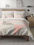 Cotton Blend Geometric Bedding Set with Fitted Sheet