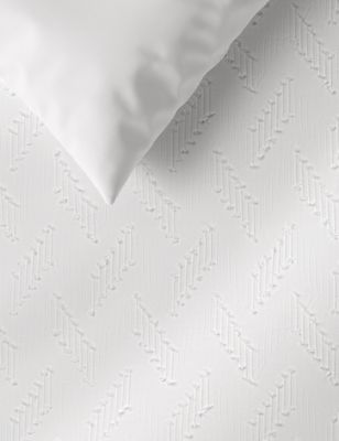 M&S Pure Cotton Chevron Textured Bedding Set