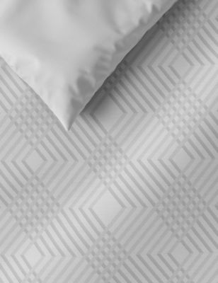 M&S Pure Cotton Geometric Sateen Bedding Set