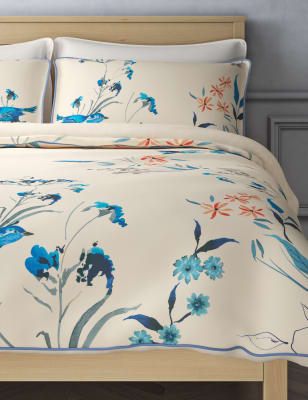 Japanese Floral Print Embroidered Bedding Set Patterned Sets