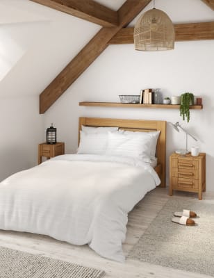 

Gestreiftes Bettwäscheset aus reiner Baumwolle - White, White