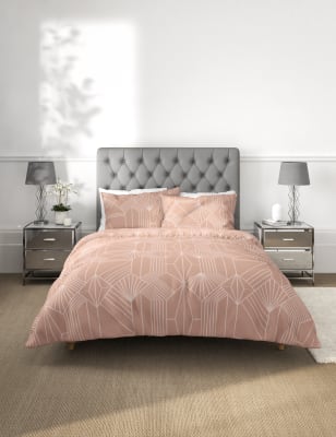 

Pure Cotton Geometric Jacquard Bedding Set - Blush, Blush