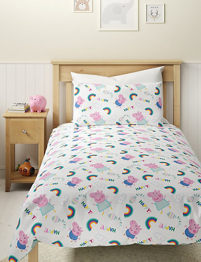 m&s collection peppa pig™ pure cotton bedding set - sgl - multi, multi