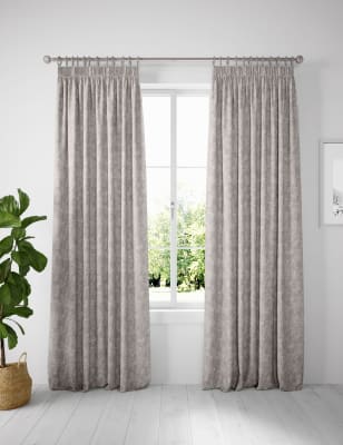 

Metallic Jacquard Pencil Pleat Curtains - Silver Grey, Silver Grey