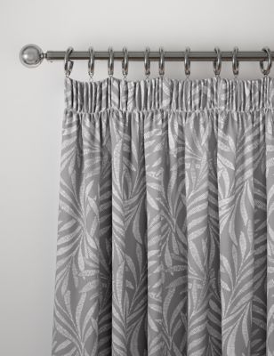 M&S Collection Fern Pencil Pleat Blackout Curtains - Silver Grey