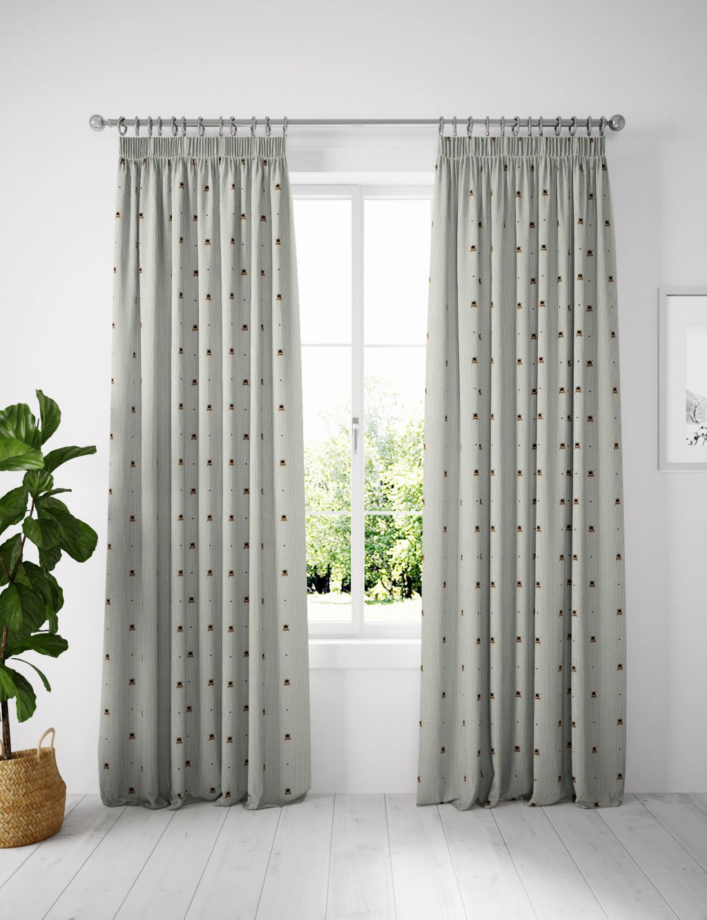 Bee Pencil Pleat Blackout Curtains image 1