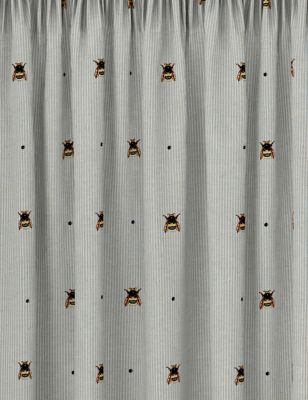 M&S Cotton Blend Bee Pencil Pleat Blackout Curtains