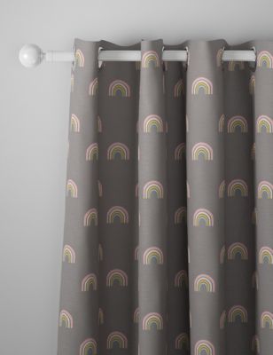 M&S Collection Cotton Rich Rainbow Eyelet Kids' Curtains - Grey Mix