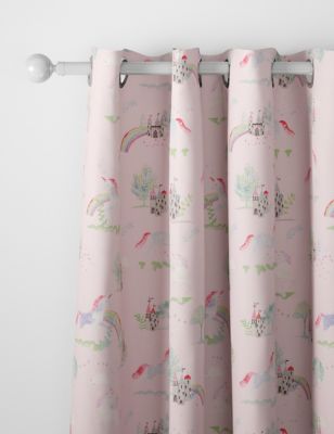 M&S Collection Unicorn Eyelet Blackout Kids Curtains - Pink Mix