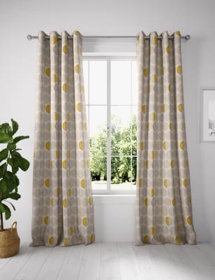 Layla Circles Print Eyelet Curtains Curtains Ready Made