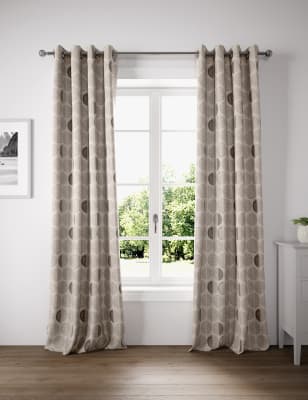 

Layla Circles Eyelet Curtains - Grey, Grey