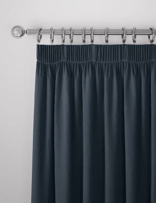 

M&S Collection Cotton Rich Pencil Pleat Blackout Curtains - Navy, Navy