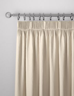 

M&S Collection Cotton Rich Pencil Pleat Blackout Curtains - Ivory, Ivory