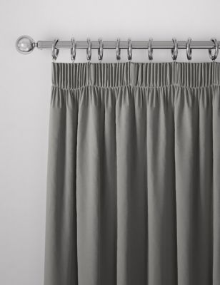 

M&S Collection Cotton Rich Pencil Pleat Blackout Curtains - Grey, Grey