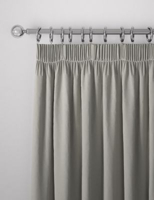 

M&S Collection Cotton Rich Pencil Pleat Blackout Curtains - Light Grey, Light Grey