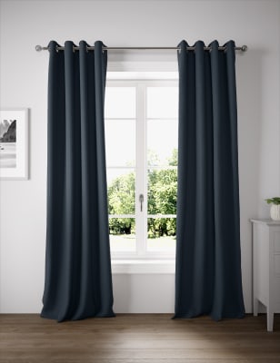 

Verdunklungsvorhänge mit Ösen und hohem Baumwollanteil - Navy, Navy