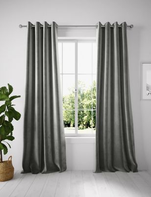 

Velvet Eyelet Curtains - Grey, Grey