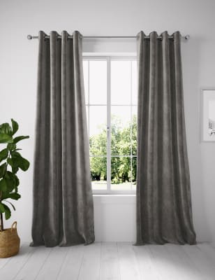 

Velvet Eyelet Curtains - Charcoal, Charcoal