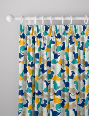 

M&S Collection Verdunkelungsvorhänge mit Bleistiftfalten und Dinosauriermuster für Kinder - Blue Mix, Blue Mix