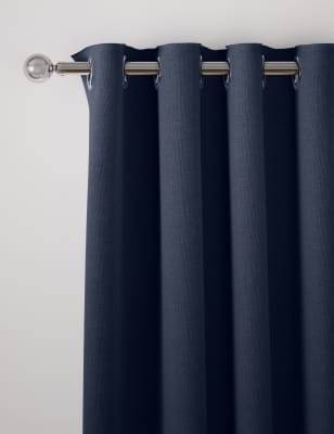 

M&S Collection Cortinas opacas con ojales 100% algodón - Navy, Navy