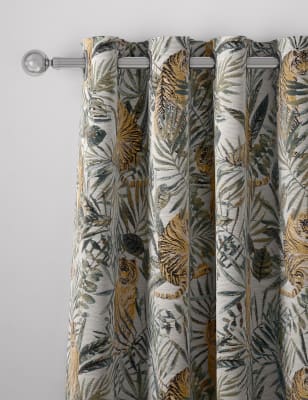 

M&S Collection Cotton Rich Jacquard Tiger Eyelet Curtains - Multi, Multi