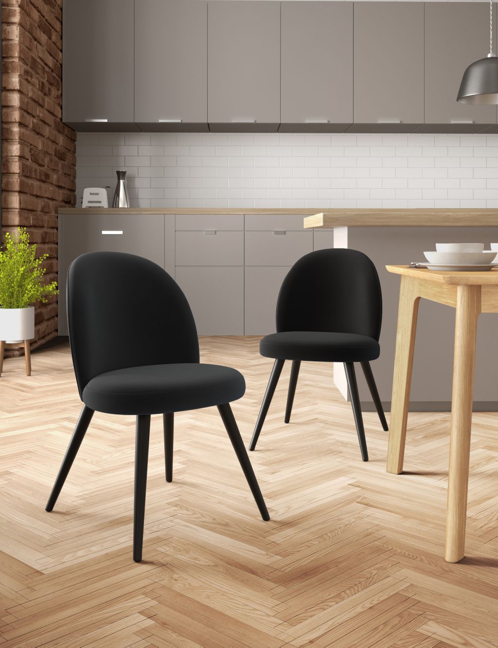 Set of 2 Velvet Dining Chairs image 1