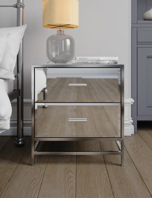 M&S Skylar 2 Drawer Bedside Table - Silver, Silver