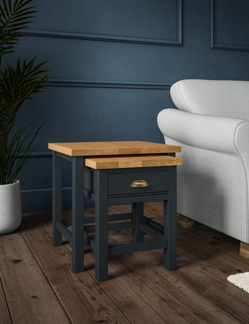 Blue clearance nesting tables