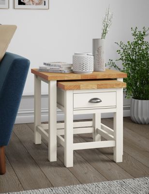 M&S Padstow Nest Tables - Ivory, Ivory,Dark Blue