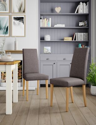 M&S Set of 2 Alton Plain Dining Chairs - Grey, Grey