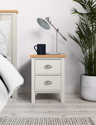 M&S Padstow 2 Drawer Bedside Table - Ivory, Ivory