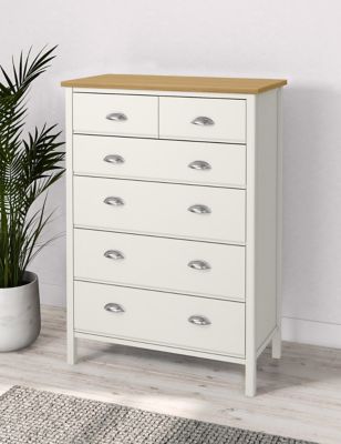 M&S Padstow 6 Drawer Chest - Ivory, Ivory