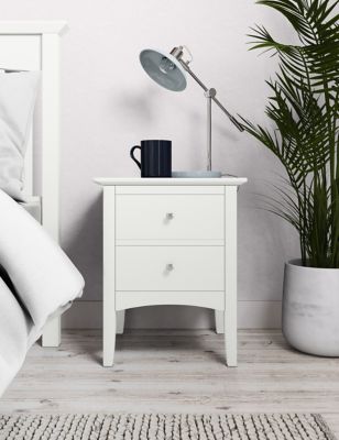 M&S Hastings 2 Drawer Bedside Table - Soft White, Soft White,Grey,Mid Blue,Sage Green,Blush