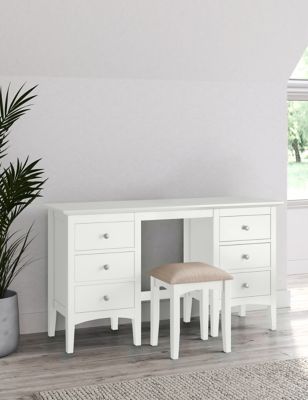 M&S Hastings Dressing Table & Stool - Soft White, Soft White,Dark Grey,Grey